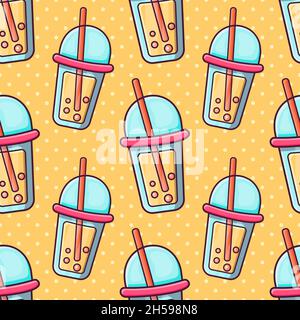 bubble tea seamless pattern vector illustration Stock Vector