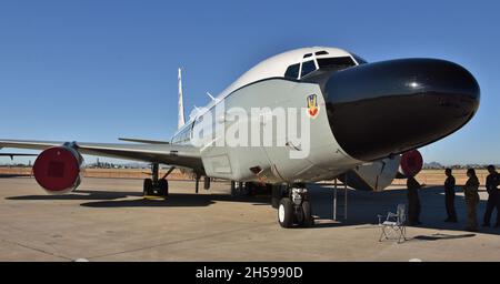 Tucson, USA - November 6, 2021: A U.S Air Force RC-135V Rivet Joint surveillance plane from Offutt Air Force Base. Stock Photo