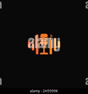 vector illustration. logo in the form of an equalizer with a microphone inside. music, bar and night club. Stock Vector