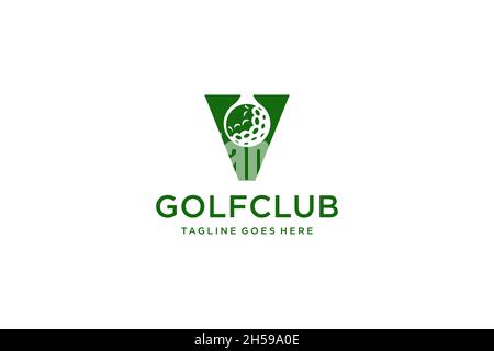 Letter V for Golf logo design vector template, Vector label of golf, Logo of golf championship, illustration, Creative icon, design Stock Vector