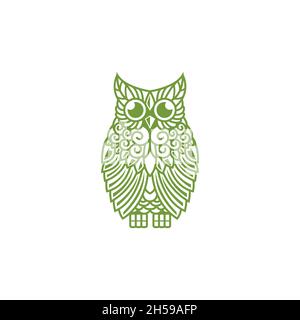 logo illustration. logo shape like a owl with simple line art style . Stock Vector