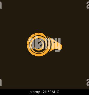 vector illustration. The logo is in the form of a mountain goat horn wheel, suitable for outdoor automotive. Stock Vector