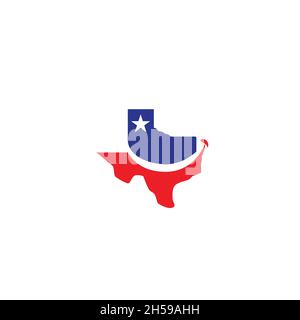 vector illustration. logo with the abstract concept of a smile as a dental logo with a simple Texas flag. medical and pharmaceutical. Stock Vector