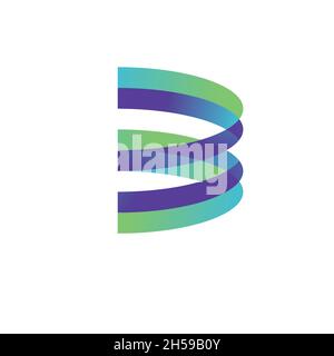 letter b color half oval shapes vector logo illustration Stock Vector