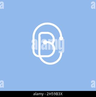 Simple and luxurious letter BC,CB with thin geometric lines vector Stock Vector