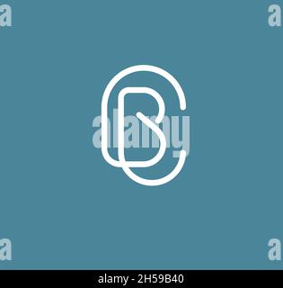 Simple and luxurious letter BC,CB with thin geometric lines vector Stock Vector