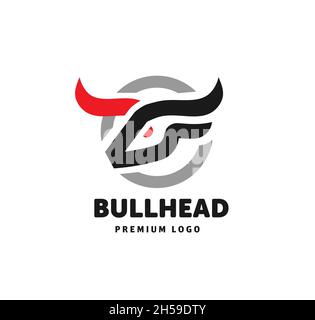 abstract simple Bull head vector logo concept illustration, Buffalo ...