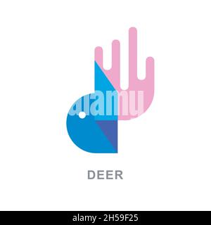 initial letter d as simple deer head logo transparent modern creative concept illustration vector Stock Vector