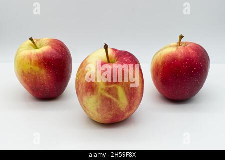 Fresh Gala Apples cultivar isolated on white background Stock Photo
