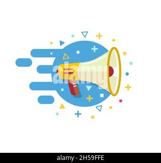 Megaphone linguist icon. Flat illustration of megaphone linguist vector icon for web design Stock Vector