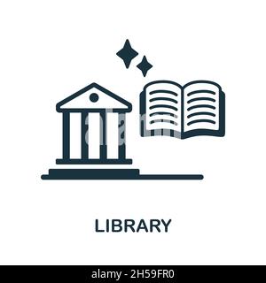 Library icon. Monochrome sign from university collection. Creative Library icon illustration for web design, infographics and more Stock Vector