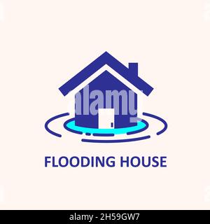 flooding house icon illustration vector on white background Stock Vector