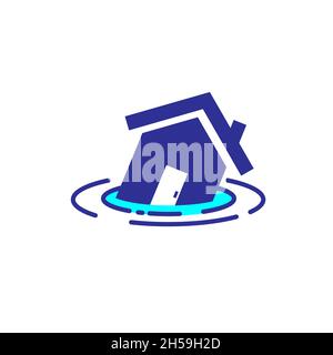 flooding house icon illustration vector on white background Stock Vector