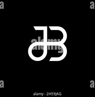 Initial letter JB logo template with geometric simple line art illustration in flat design monogram symbol Stock Vector