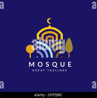 Islamic mosque geometric color logo and symbol vector icon template Stock Vector