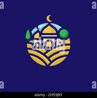 Islamic mosque geometric color logo and symbol vector icon template Stock Vector