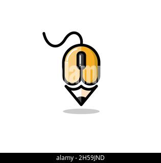 mouse and pencil Graphic Design icon. Simple element from design technology collection,online art vector Stock Vector