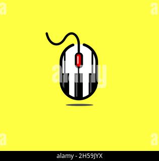 mouse and piano online music vector logo concept Stock Vector