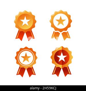 star seal vector ,Flat icon design of a ribbon award badge with a star in center Stock Vector