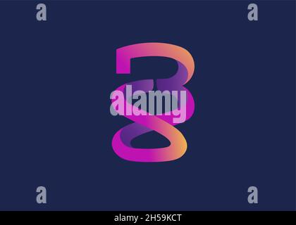 colorful initial letter SB or BS logo vector template strong and memorable design illustration Stock Vector