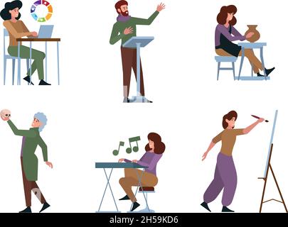 Hobby Persons. People of Creative Professions at Work. Artistic  Occupations, Retro Hobbies Cartoon Characters Vector Set Stock Vector -  Illustration of author, pastime: 137086191