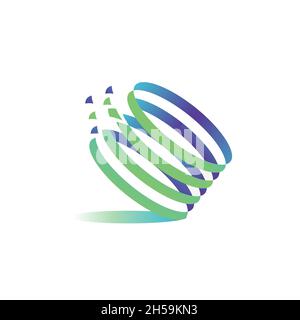 abstract spiral, Circle Swoosh stack Logo Template Illustration Design Stock Vector
