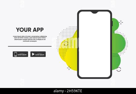 Smartphone app promo for download, landing page template. Stock Photo