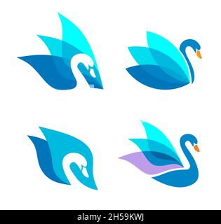 swans ideas design vector illustration, blue Swan logo and symbol vector, Swan Logo Design Template Stock Vector