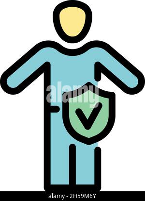 Probiotics man normal icon. Outline probiotics man normal vector icon color flat isolated Stock Vector