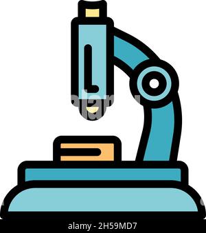 Microscope probiotics icon. Outline microscope probiotics vector icon color flat isolated Stock Vector