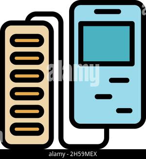 Power bank icon. Outline power bank vector icon color flat isolated Stock Vector
