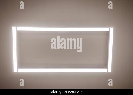ceiling with modern LED lighting. Stock Photo