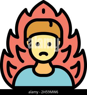 Fireman product review icon. Outline fireman product review vector icon color flat isolated Stock Vector