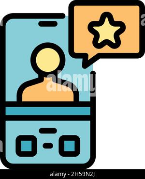 Online phone product review icon. Outline online phone product review vector icon color flat isolated Stock Vector