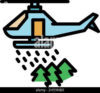 Rescue forest helicopter icon. Outline rescue forest helicopter vector icon thin line color flat on white Stock Vector