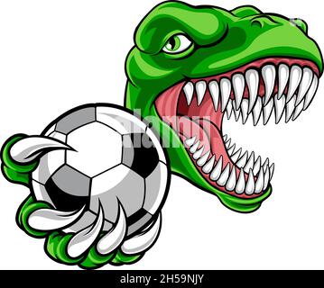 Dinosaur Soccer Football Player Sports Mascot Stock Vector