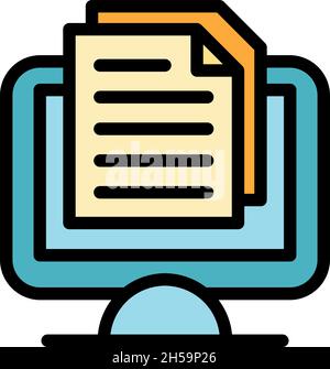 Web doc subscription icon. Outline web doc subscription vector icon color flat isolated Stock Vector