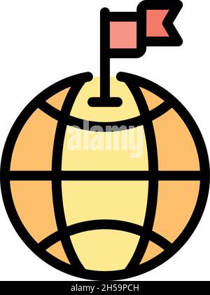 Global adaptation icon. Outline global adaptation vector icon color flat isolated Stock Vector