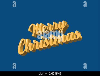 Merry Christmas postcard. 3D text Greeting card Vector illustration Stock Vector
