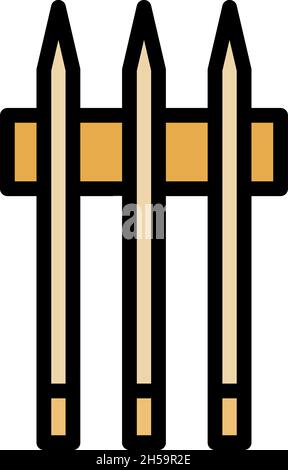 Set of toothpick icon. Outline set of toothpick vector icon color flat isolated Stock Vector