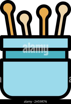 Toothpick plastic box icon. Outline toothpick plastic box vector icon color flat isolated Stock Vector
