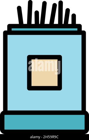 Toothpick restaurant box icon. Outline toothpick restaurant box vector icon color flat isolated Stock Vector