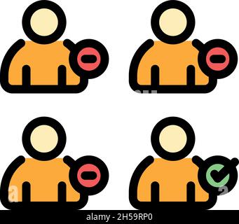 Worker request icon. Outline worker request vector icon color flat isolated Stock Vector