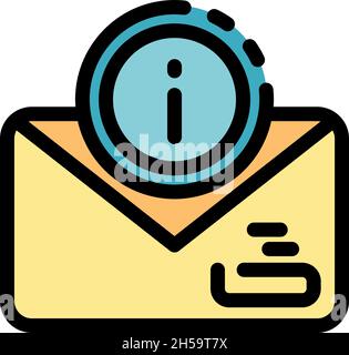 Important envelope icon. Outline important envelope vector icon color flat isolated Stock Vector