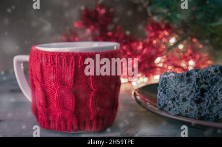 Carbon dulce or Sweet coal candy, tipical Christmas sweet in Spain. Stock Photo