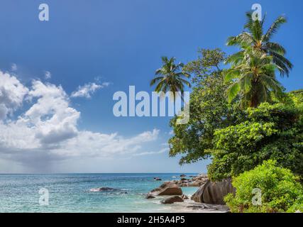 Exotic tropical beach on Seychelles Stock Photo