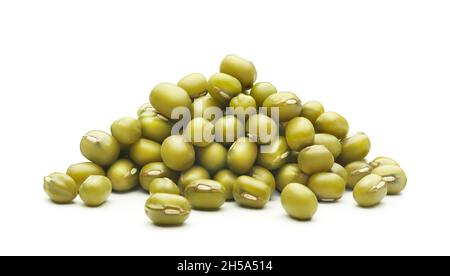 Pile of mung beans isolated on white background Stock Photo
