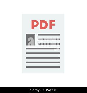 Flat design style. pdf icon illustration isolated on white, pdf. Stock Photo
