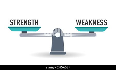 Scales measuring strength versus weakness, equal concept Stock Photo