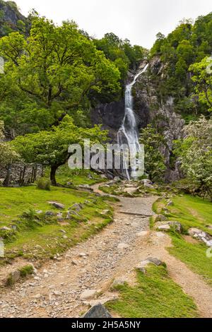 Aber Falls (Rhaeadr Fawr)  near the village of Abergwyngregyn, North wales Stock Photo